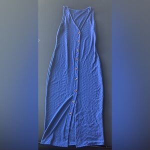 SHEIN Royal Blue Button-Front Midi Dress